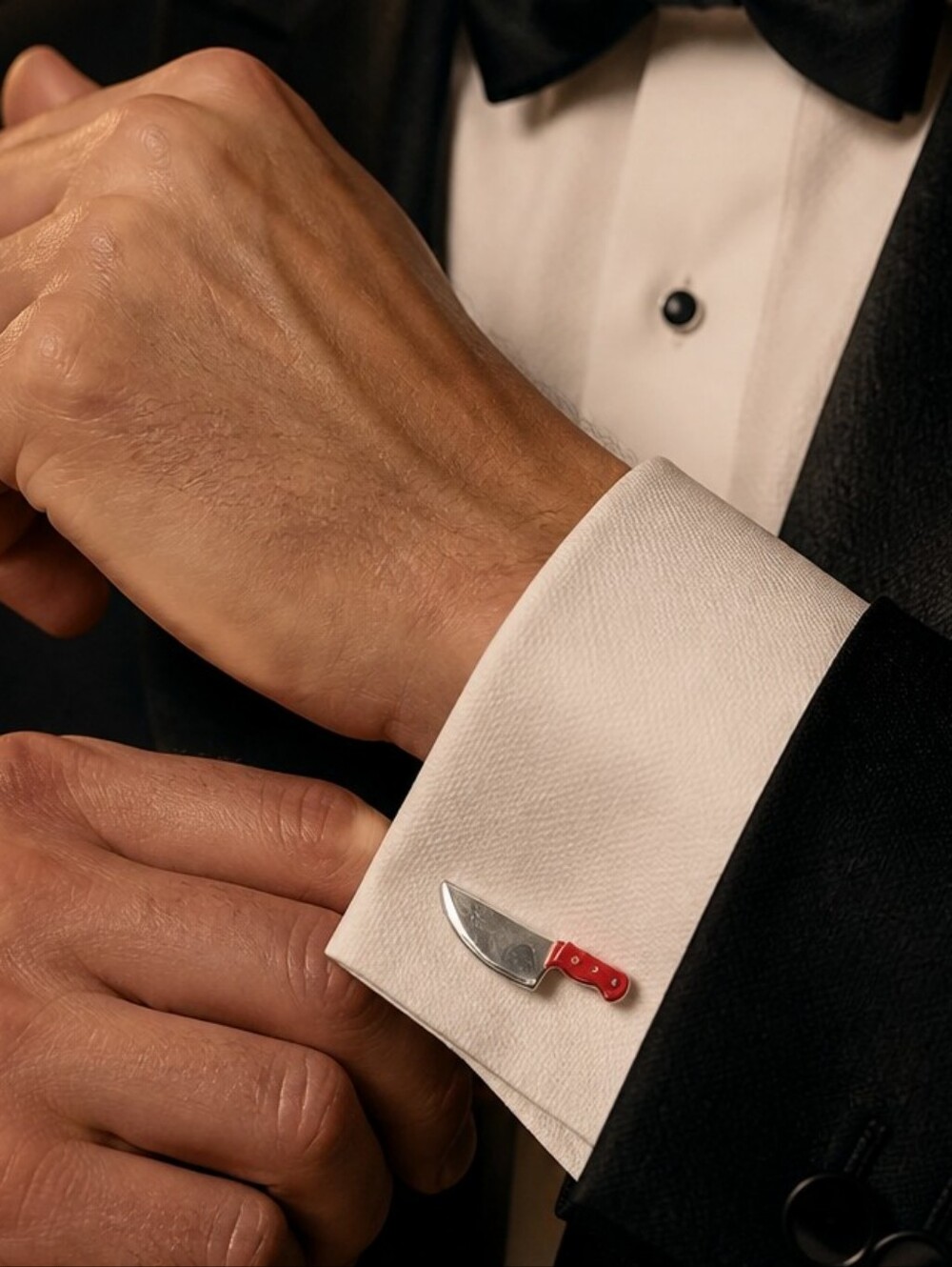 Chef Knife Cleaver Cufflinks Silver Red Butcher Cook Culinary Groomsman Gift New